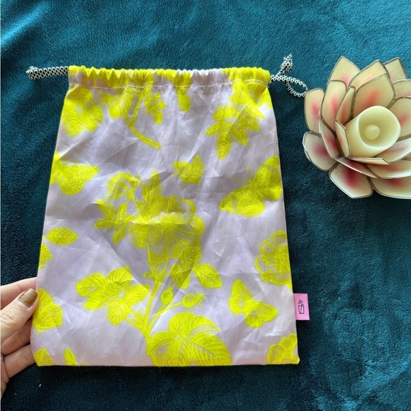 Accessories - Floral Drawstring Dust Bag with Yellow Accents